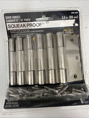 Squeak-Proof Satin Nickel Door Hinges - 3.5 in